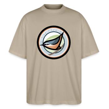 Kleiber - Stanley/Stella Oversized Unisex Bio T-Shirt Blaster 2.0 - Steingrau - Vorne - Alina (178cm) & Michal (187cm)