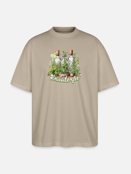 Kräuterfee T-Shirt - Für Heilkräuter Sammler - Stanley/Stella Oversized Unisex Bio T-Shirt Blaster 2.0 - Steingrau