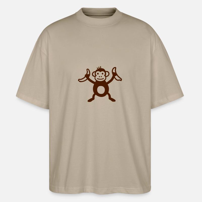 Affe mit Bananen - Stanley/Stella Oversized Unisex Bio T-Shirt Blaster 2.0 - Steingrau