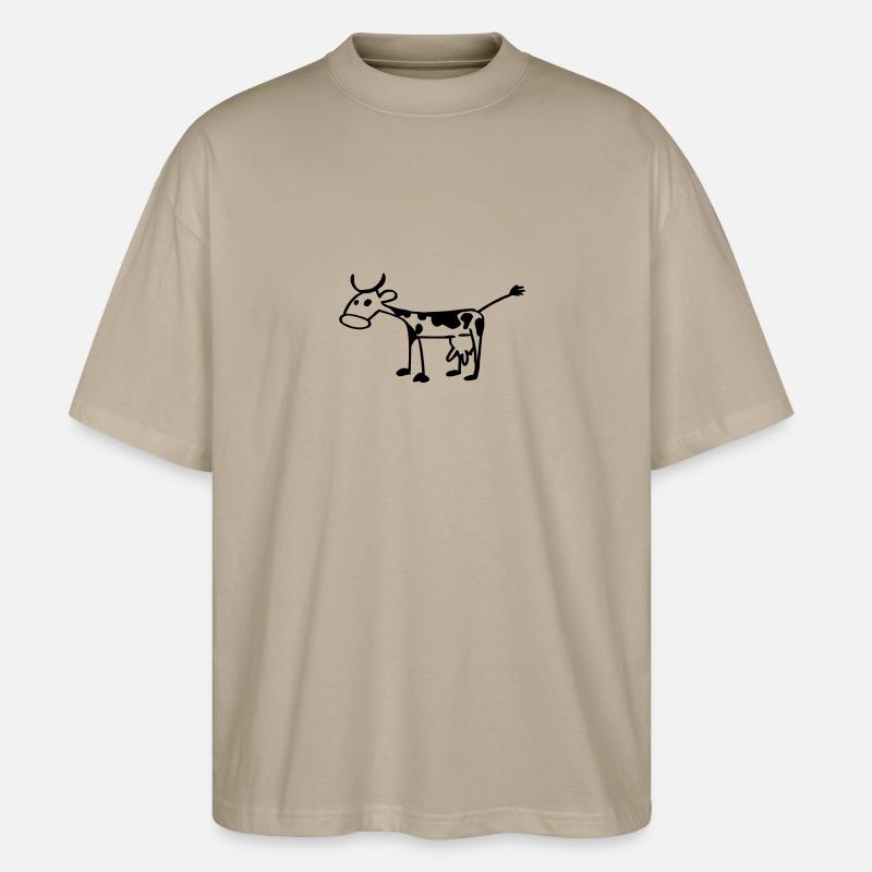 Strichmännchen-Kuh - Stanley/Stella Oversized Unisex Bio T-Shirt Blaster 2.0 - Steingrau