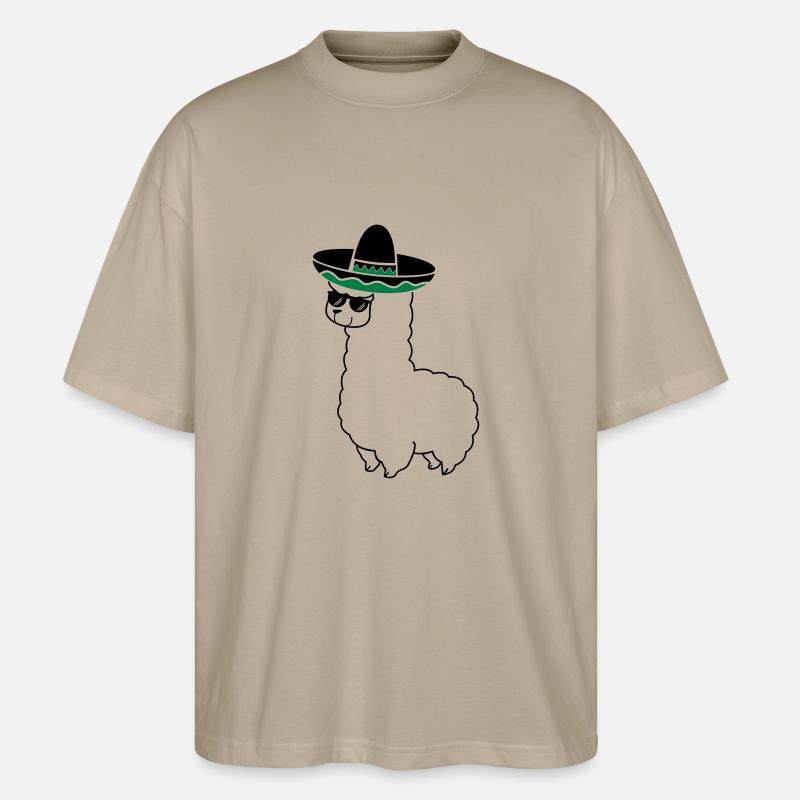lama_mexico_2 - Stanley/Stella Oversized Unisex Bio T-Shirt Blaster 2.0 - Steingrau
