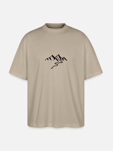 Beautiful mountains with hiking trail - Stanley/Stella Oversized Unisex Organic T-shirt Blaster 2.0 - stone