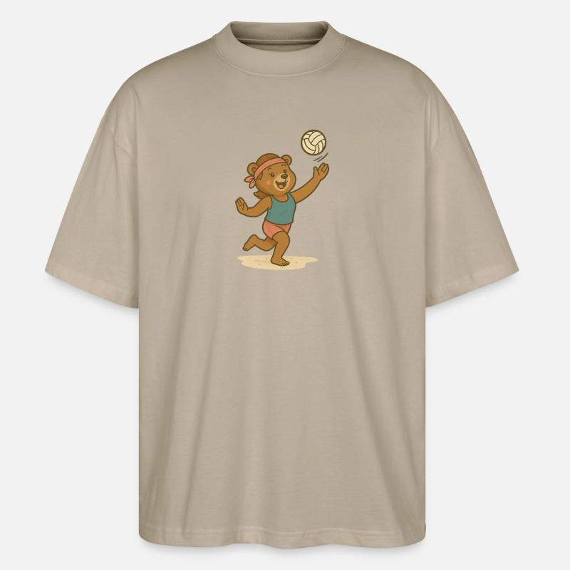 Volley-ball de plage - Ours - T-shirt bio Blaster 2.0 coupe oversize Stanley/Stella Unisexe - gris pierre