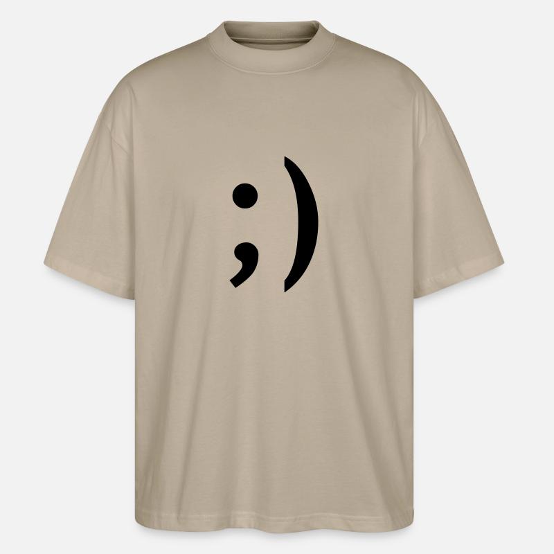 ;) smiley zwinker - Stanley/Stella Oversized Unisex Bio T-Shirt Blaster 2.0 - Steingrau