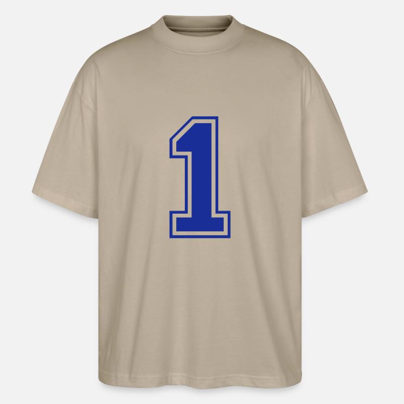 1 - Nummer - Zahl - Stanley/Stella Oversized Unisex Bio T-Shirt Blaster 2.0 - Steingrau