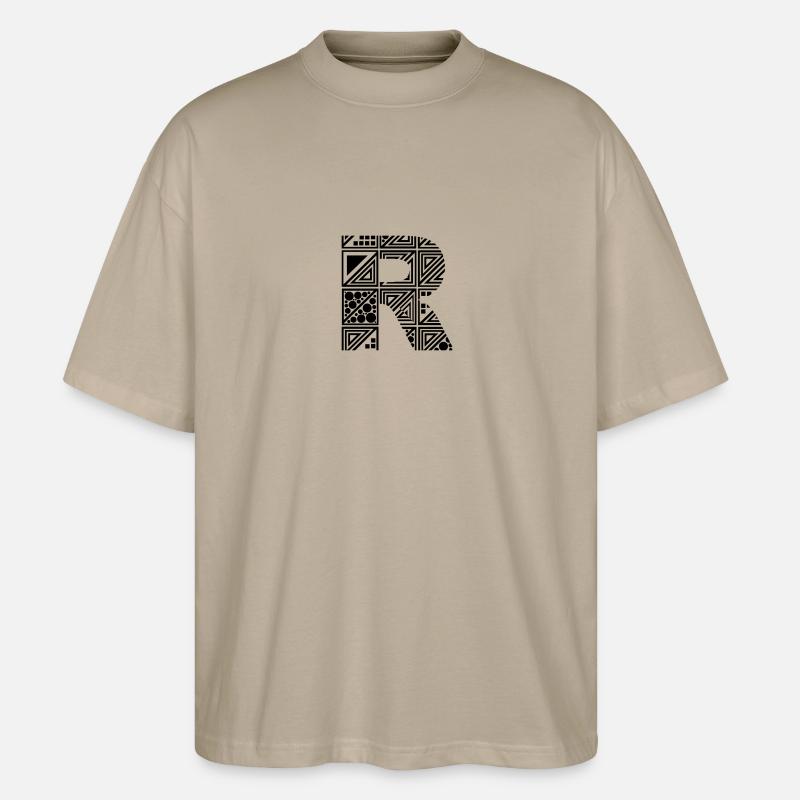 Buchstabe R - Stanley/Stella Oversized Unisex Bio T-Shirt Blaster 2.0 - Steingrau
