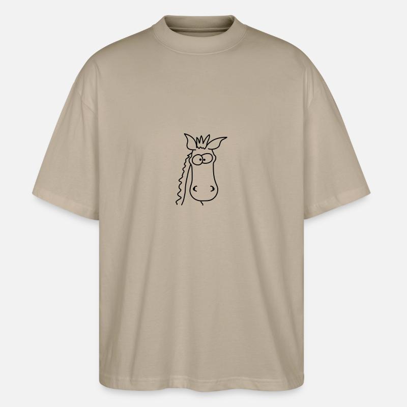 Funny Comic Horse - Stanley/Stella Oversized Unisex Bio T-Shirt Blaster 2.0 - Steingrau