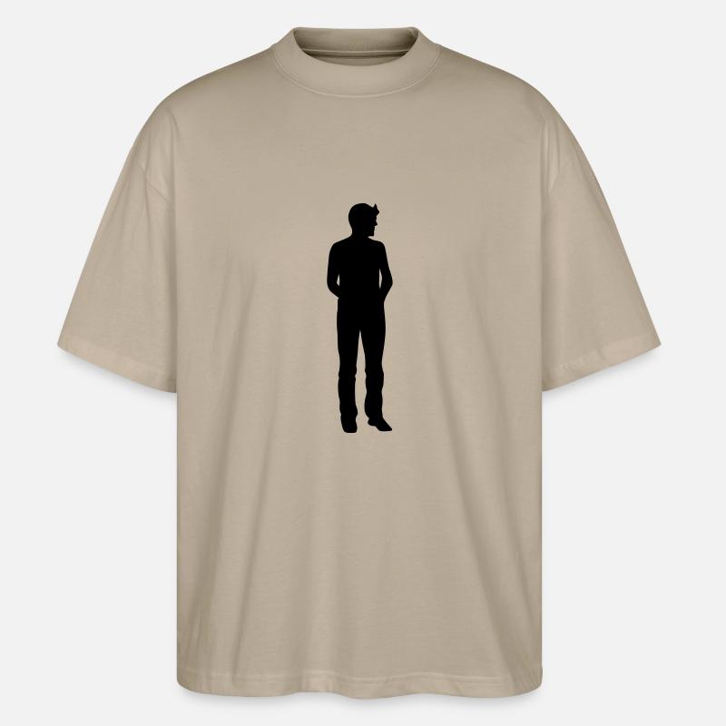 Mann Körper Silhouette Vektor-Design - Stanley/Stella Oversized Unisex Bio T-Shirt Blaster 2.0 - Steingrau