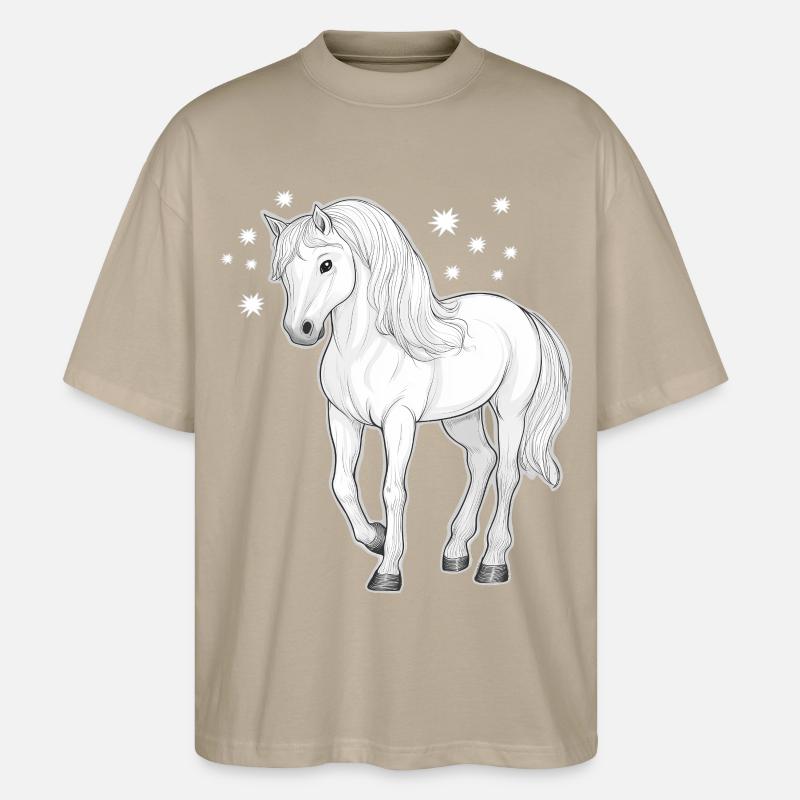 Pferd mit Sternen - Stanley/Stella Oversized Unisex Bio T-Shirt Blaster 2.0 - Steingrau