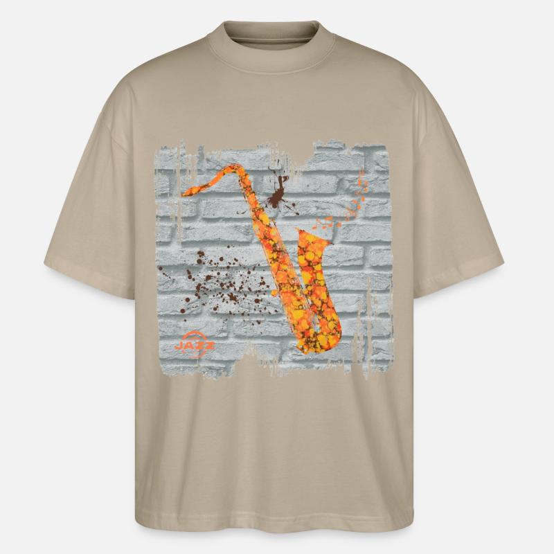 saxophon e 212 - Stanley/Stella Oversized Unisex Bio T-Shirt Blaster 2.0 - Steingrau