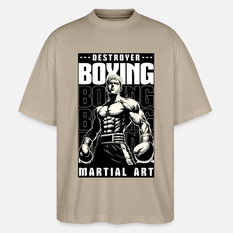 Anime, Boxer - Stanley/Stella Oversized Unisex Bio T-Shirt Blaster 2.0 - Steingrau