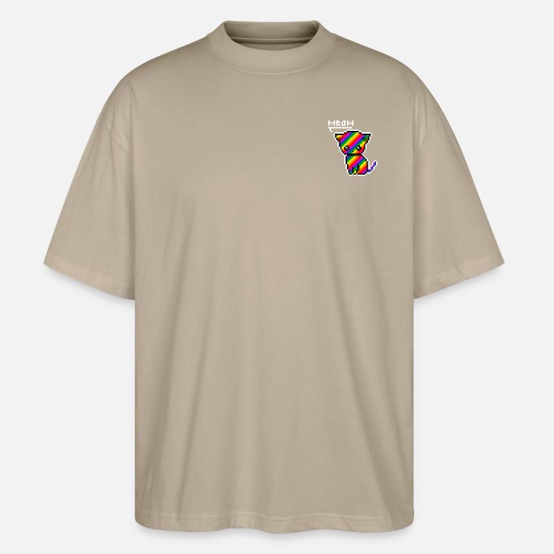 Regenbogen Kätzchen - Stanley/Stella Oversized Unisex Bio T-Shirt Blaster 2.0 - Steingrau