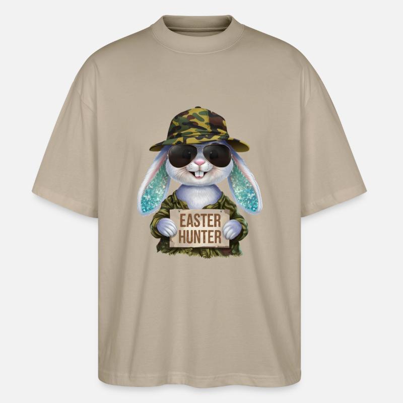 Happy Easter Hunter - Stanley/Stella Oversized Unisex Organic T-shirt Blaster 2.0 - stone