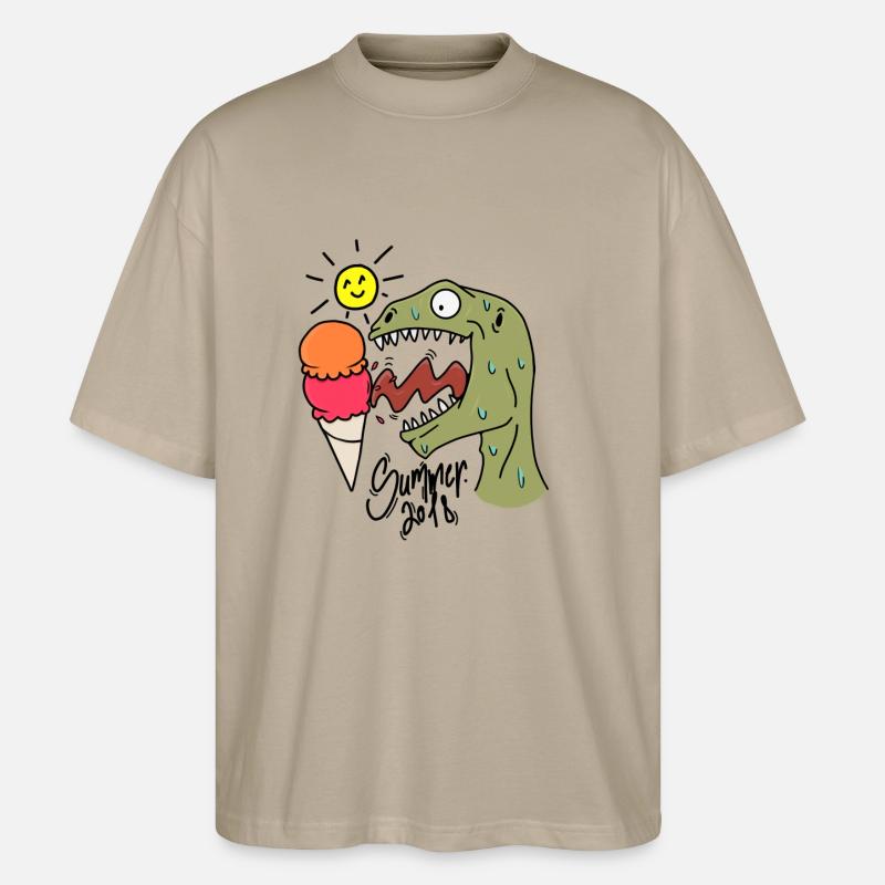 Sommer Dino - Stanley/Stella Oversized Unisex Bio T-Shirt Blaster 2.0 - Steingrau