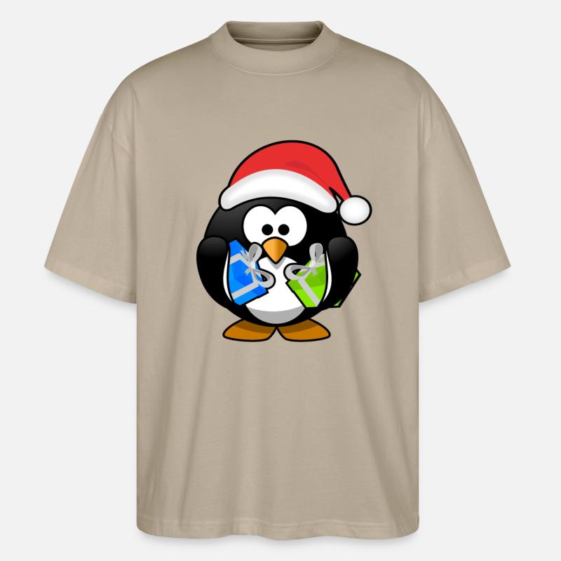 pinguin weihnachten - Stanley/Stella Oversized Unisex Bio T-Shirt Blaster 2.0 - Steingrau