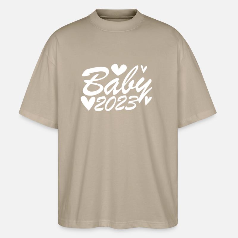 Grossesse Bébé enceinte 2023 - T-shirt bio Blaster 2.0 coupe oversize Stanley/Stella Unisexe - gris pierre