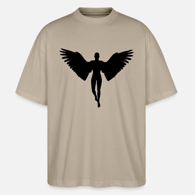 Engel schwarz - Stanley/Stella Oversized Unisex Bio T-Shirt Blaster 2.0 - Steingrau