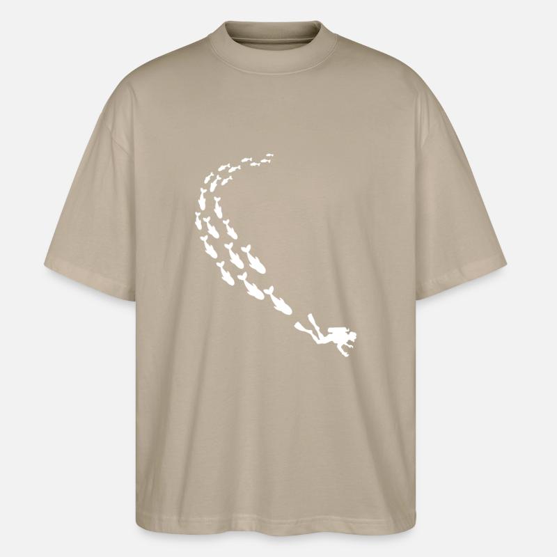 Hai Taucher Geschenkidee - Stanley/Stella Oversized Unisex Bio T-Shirt Blaster 2.0 - Steingrau