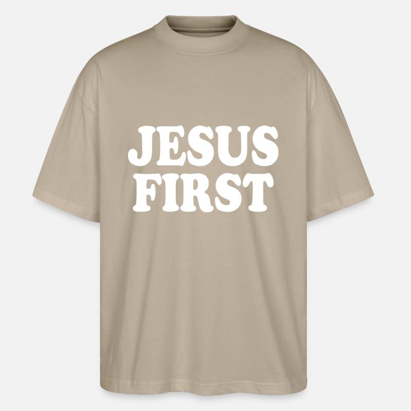 Jesus first - Stanley/Stella Oversized Unisex Bio T-Shirt Blaster 2.0 - Steingrau