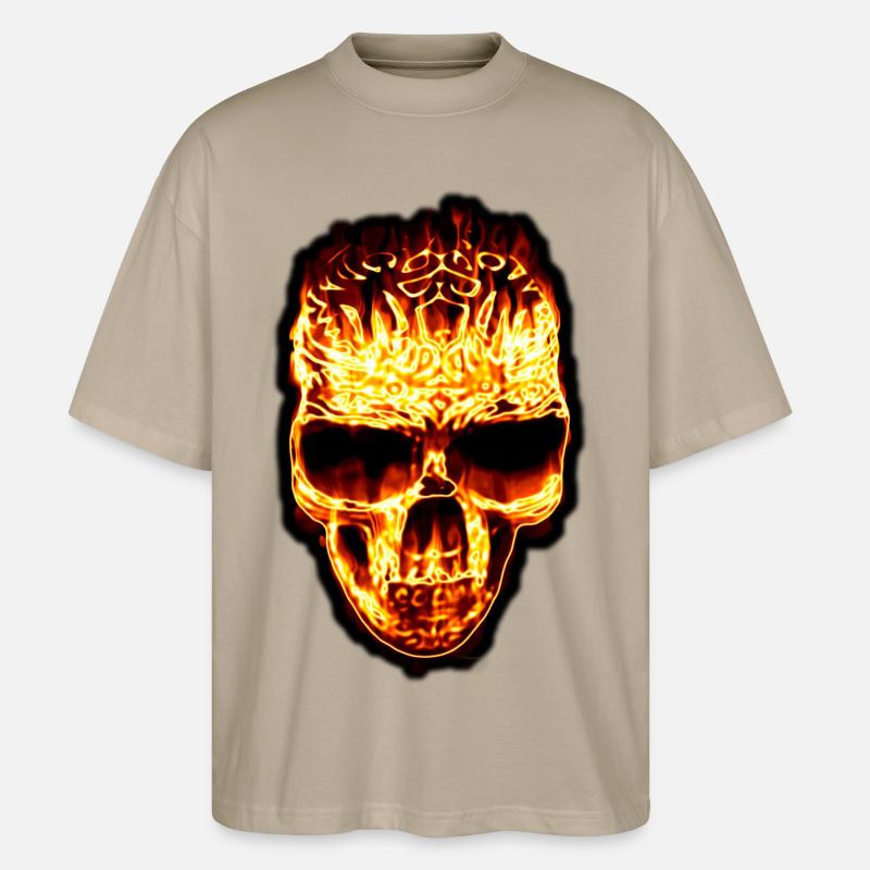 Fire Skull - Stanley/Stella Oversized Unisex Bio T-Shirt Blaster 2.0 - Steingrau
