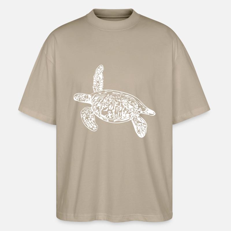 Turtle - vector design - Stanley/Stella Oversized Unisex Organic T-shirt Blaster 2.0 - stone
