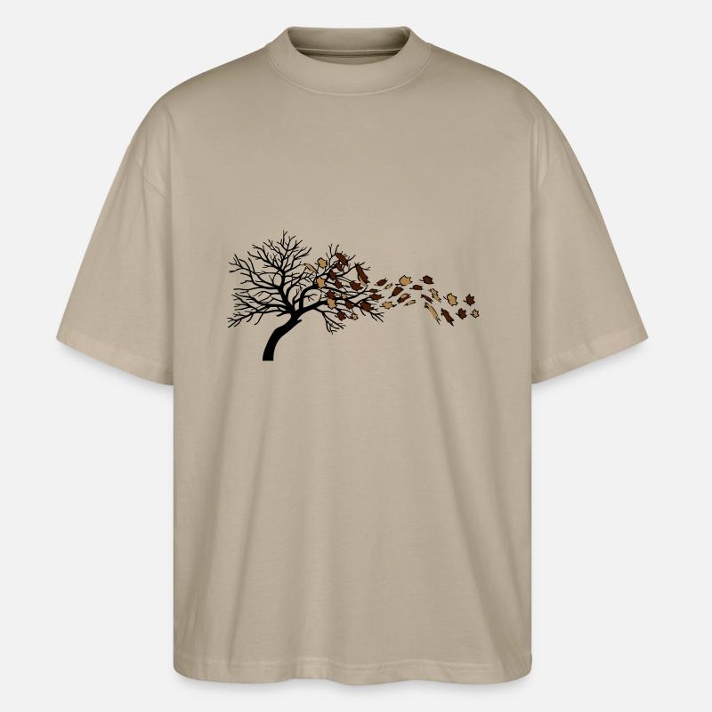 Herbstblätter wind baum - Stanley/Stella Oversized Unisex Bio T-Shirt Blaster 2.0 - Steingrau