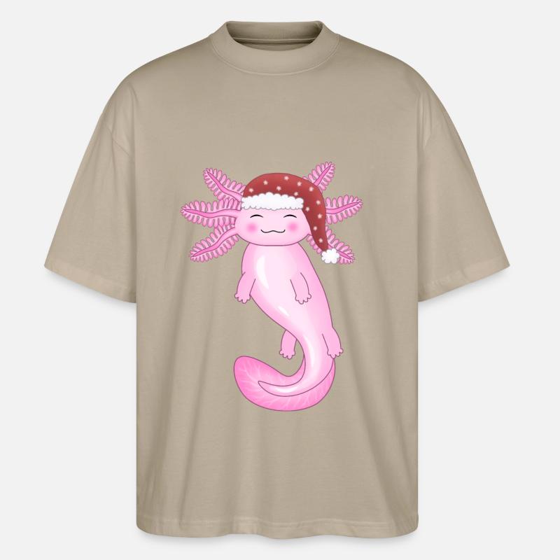Mignon axolotl de Noël - T-shirt bio Blaster 2.0 coupe oversize Stanley/Stella Unisexe - gris pierre