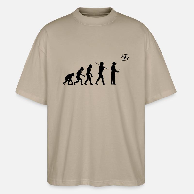 The drone evolution - Stanley/Stella Oversized Unisex Bio T-Shirt Blaster 2.0 - Steingrau