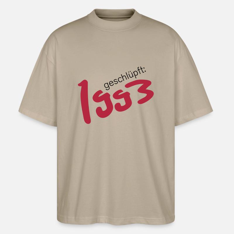 1993 geschlüpft - Stanley/Stella Oversized Unisex Bio T-Shirt Blaster 2.0 - Steingrau