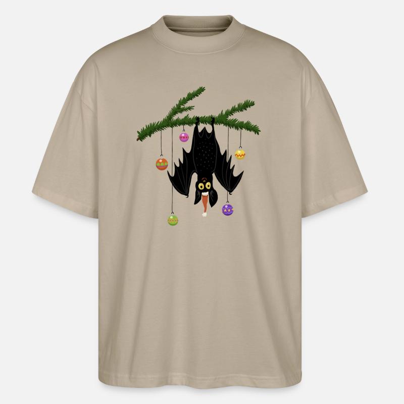 Weihnachtsfledermaus - Stanley/Stella Oversized Unisex Bio T-Shirt Blaster 2.0 - Steingrau