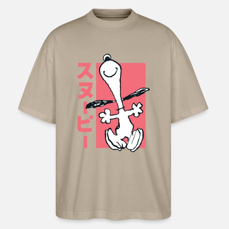 Peanuts Design Mit Rennendem Snoopy Lustig - Stanley/Stella Oversized Unisex Bio T-Shirt Blaster 2.0 - Steingrau