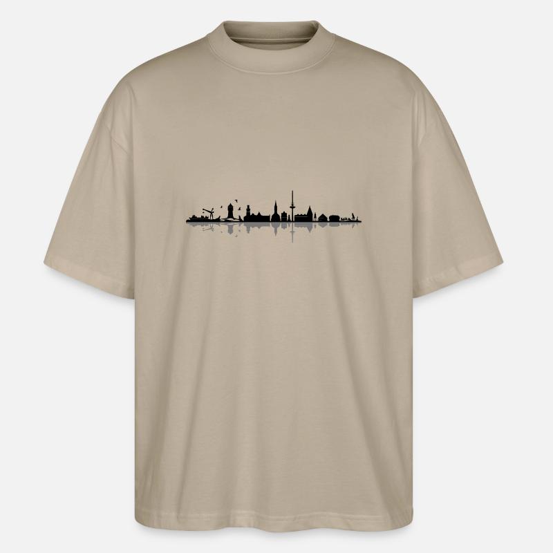 Skyline - Küste Cuxhaven - Stanley/Stella Oversized Unisex Bio T-Shirt Blaster 2.0 - Steingrau