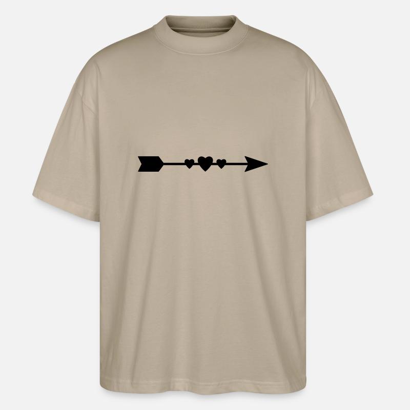 Pfeil mit Herzen - Stanley/Stella Oversized Unisex Bio T-Shirt Blaster 2.0 - Steingrau