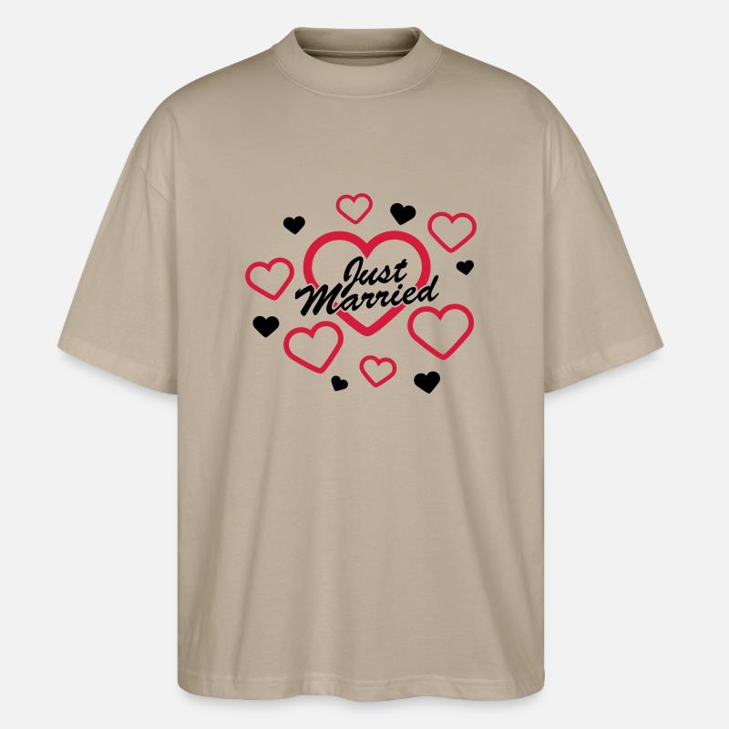Just Married Design - Stanley/Stella Oversized Unisex Bio T-Shirt Blaster 2.0 - Steingrau