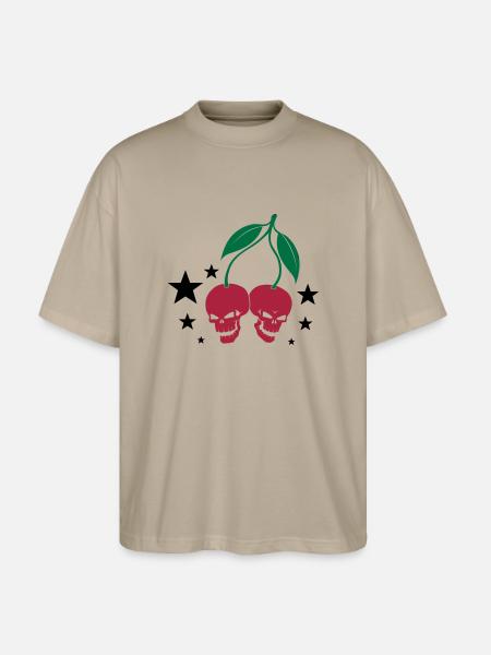 Cherry Skulls - Stanley/Stella Oversized Unisex Bio T-Shirt Blaster 2.0 - Steingrau