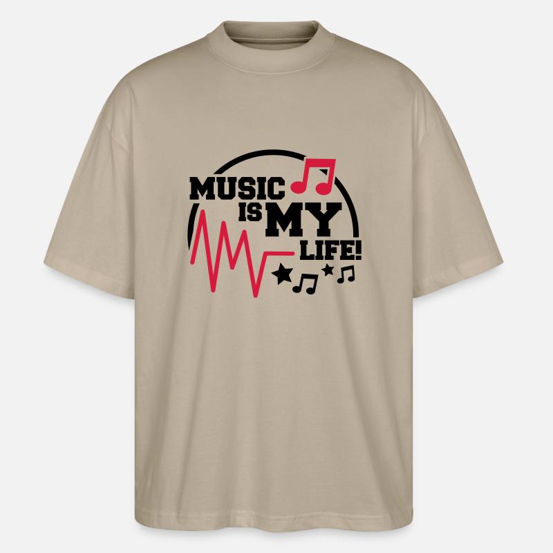 music_is_my_life_design_fa2 - Stanley/Stella Oversized Unisex Bio T-Shirt Blaster 2.0 - Steingrau