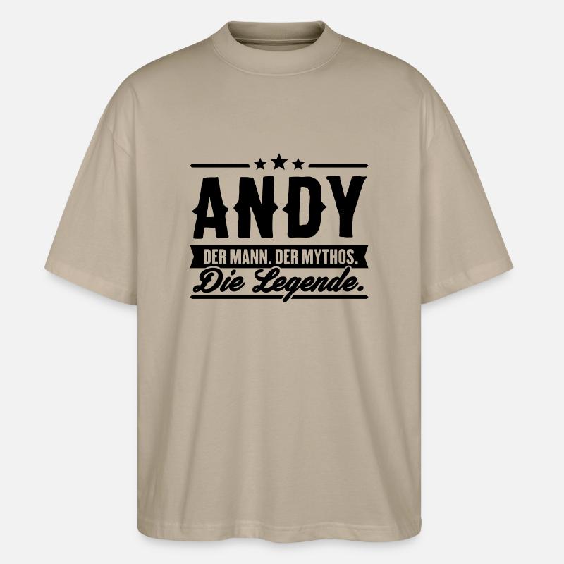 Mann Mythos Legende Andy - Stanley/Stella Oversized Unisex Bio T-Shirt Blaster 2.0 - Steingrau