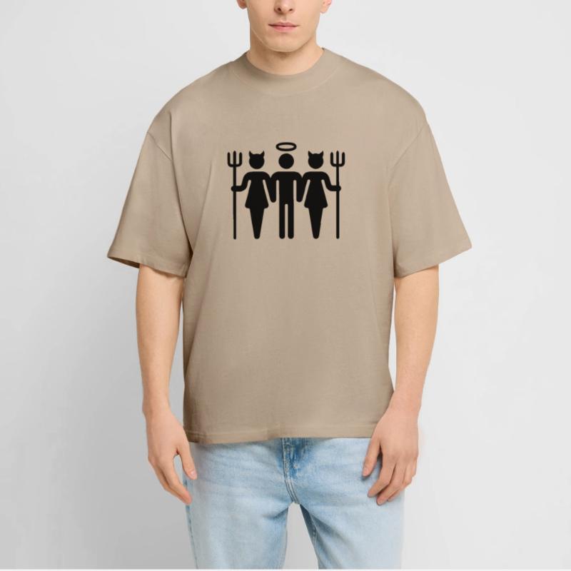 Devil-Cherub-Devil / Teufel-Engel-Teufel (M) Stanley/Stella Oversized Unisex Organic T-shirt Blaster 2.0