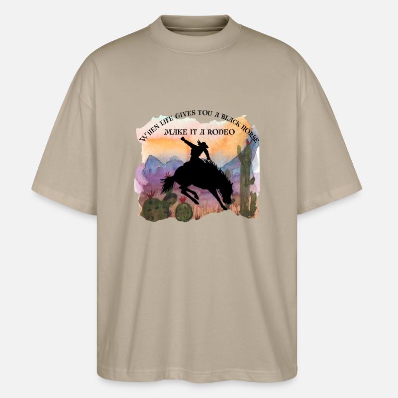 Schwarzes Pferd - Stanley/Stella Oversized Unisex Bio T-Shirt Blaster 2.0 - Steingrau