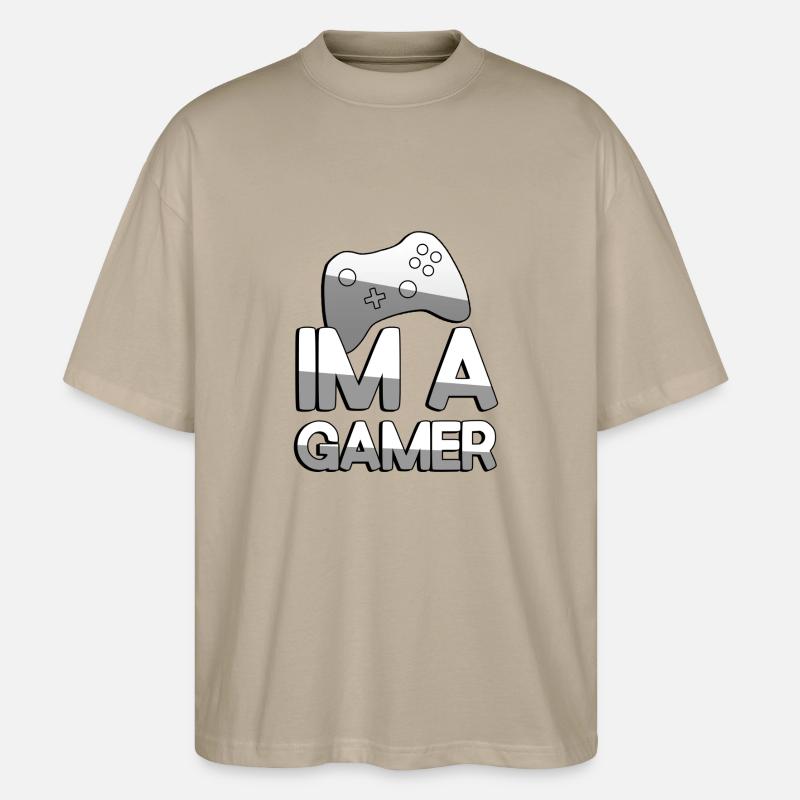 IM A GAMER + Controller - Gaming - Stanley/Stella Oversized Unisex Bio T-Shirt Blaster 2.0 - Steingrau