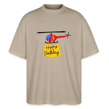 Hélicoptère Joyeux anniversaire 3 - T-shirt bio Blaster 2.0 coupe oversize Stanley/Stella Unisexe - gris pierre - Devant - Alina (178cm) & Michal (187cm)