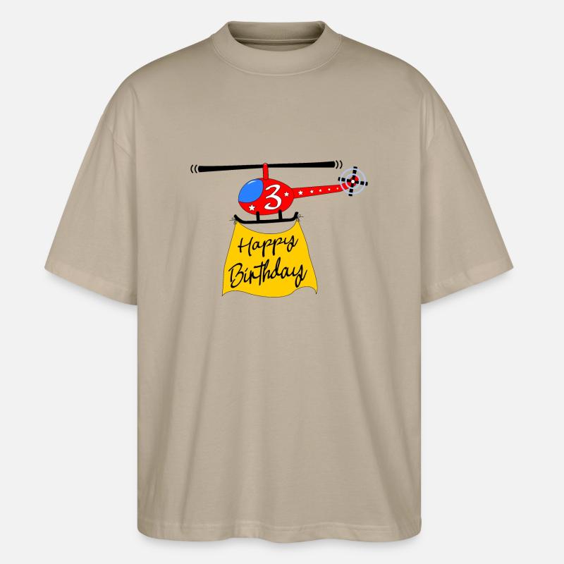 Hélicoptère Joyeux anniversaire 3 - T-shirt bio Blaster 2.0 coupe oversize Stanley/Stella Unisexe - gris pierre