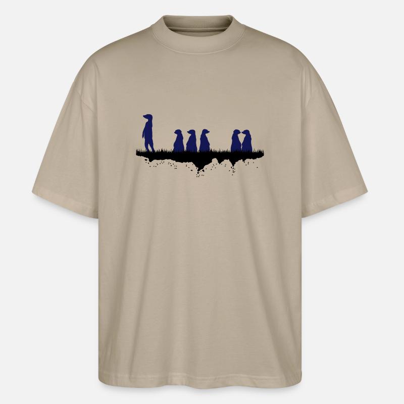 Afrikanische Erdmaennchen - Stanley/Stella Oversized Unisex Bio T-Shirt Blaster 2.0 - Steingrau