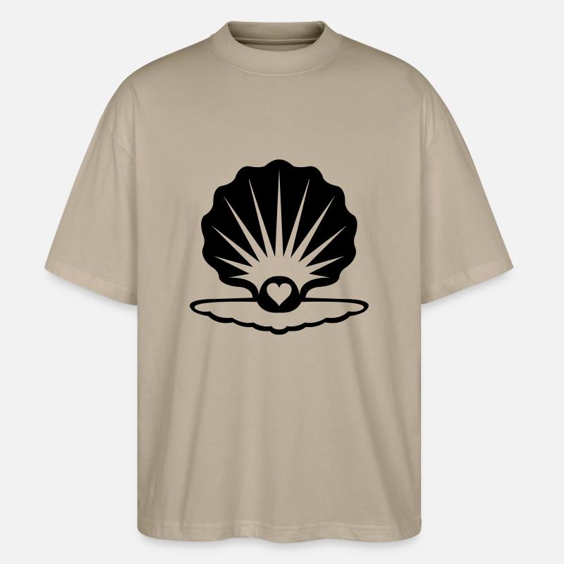 muschel_herz_01 - Stanley/Stella Oversized Unisex Bio T-Shirt Blaster 2.0 - Steingrau