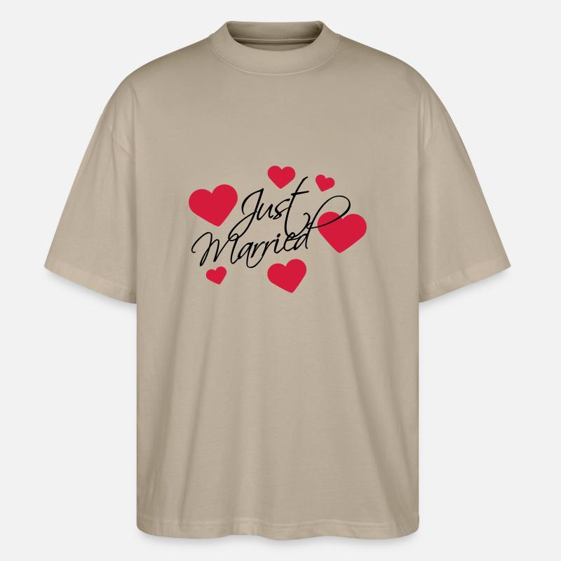 Just Married Logo - Stanley/Stella Oversized Unisex Bio T-Shirt Blaster 2.0 - Steingrau
