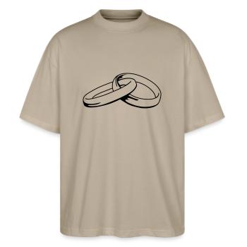 eheringe_01 - Stanley/Stella Oversized Unisex Bio T-Shirt Blaster 2.0 - Steingrau - Vorne - Alina (178cm) & Michal (187cm)