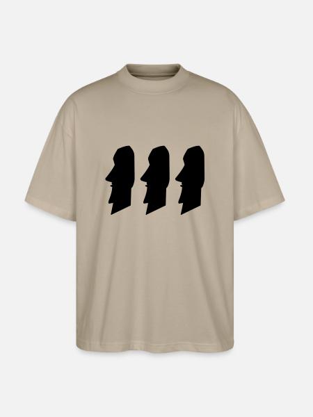 moais_02 - Stanley/Stella Oversized Unisex Organic T-shirt Blaster 2.0 - stone