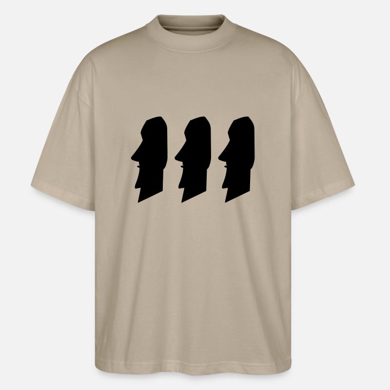 moais_02 - Stanley/Stella Oversized Unisex Organic T-shirt Blaster 2.0 - stone