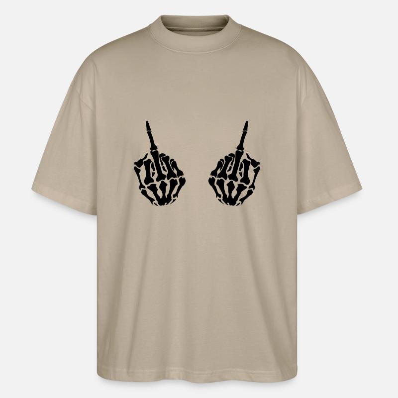 hands middlefinger - Stanley/Stella Oversized Unisex Bio T-Shirt Blaster 2.0 - Steingrau