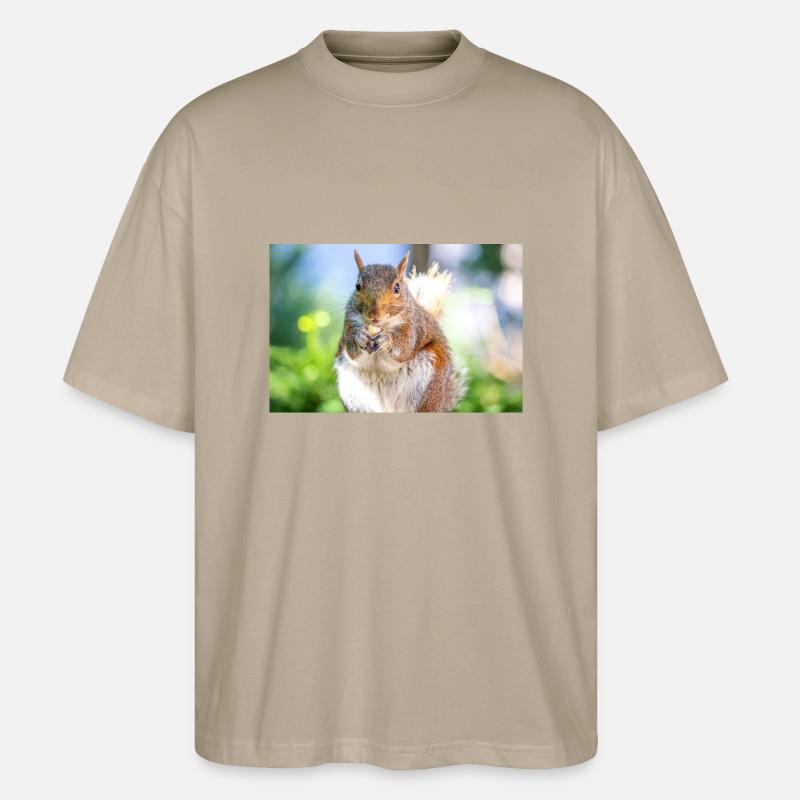 Manger l’écureuil gris Grauhörnchen - T-shirt bio Blaster 2.0 coupe oversize Stanley/Stella Unisexe - gris pierre